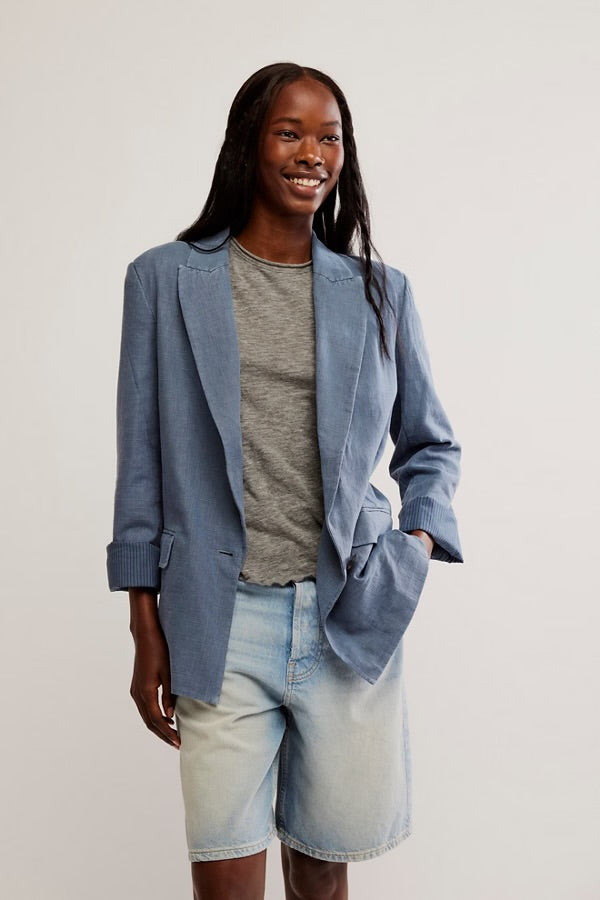 Free People Prep School Blazer/Vintage Indigo