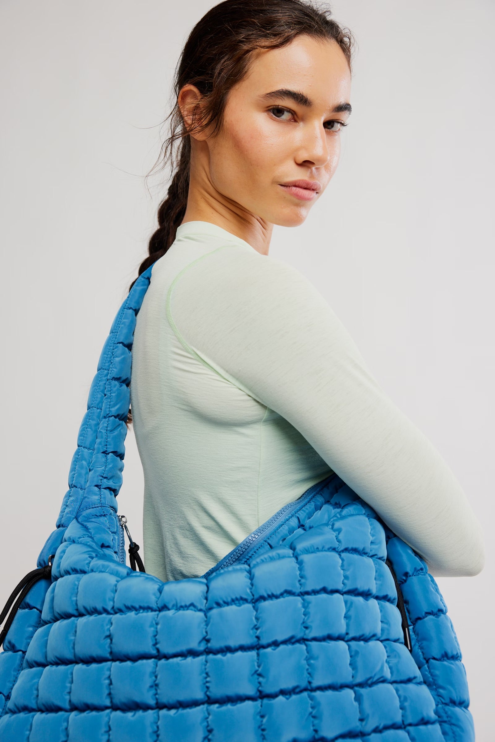 Free People Quilted Carryall Bag/Deep Teal