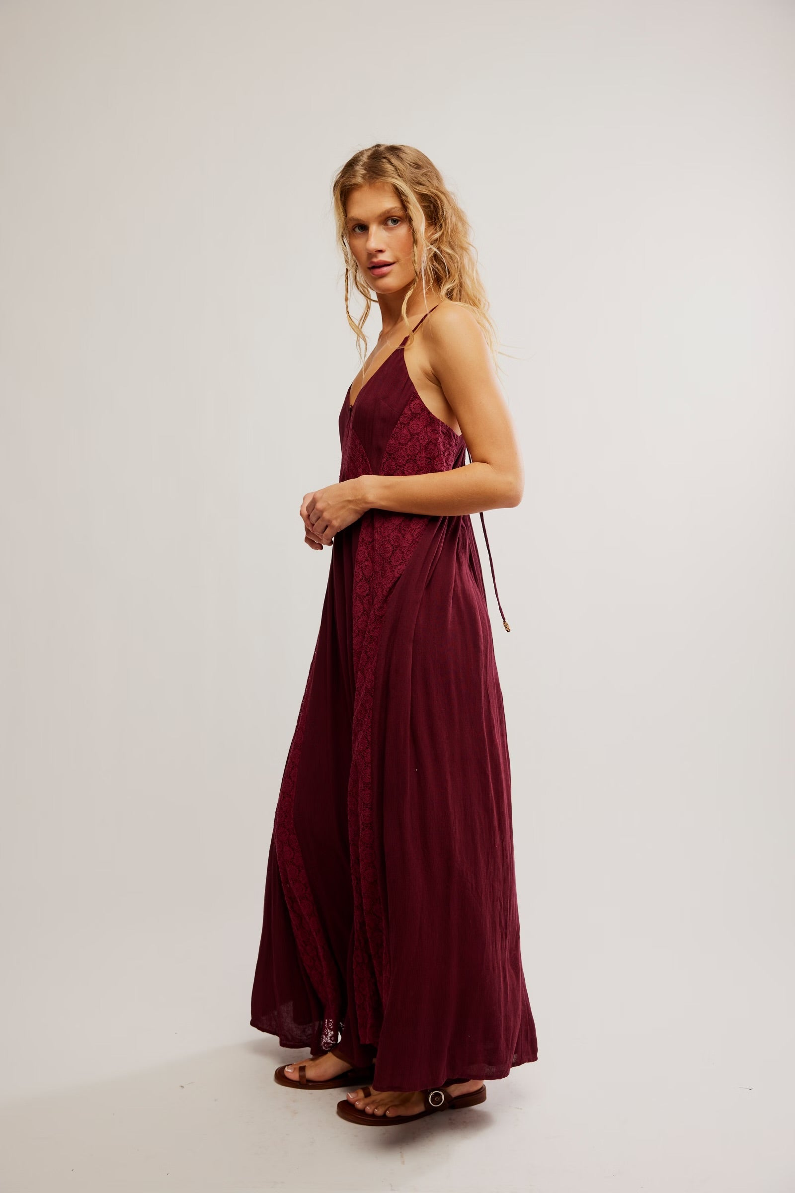 Free People Trail Of Flowers Maxi/Maroon