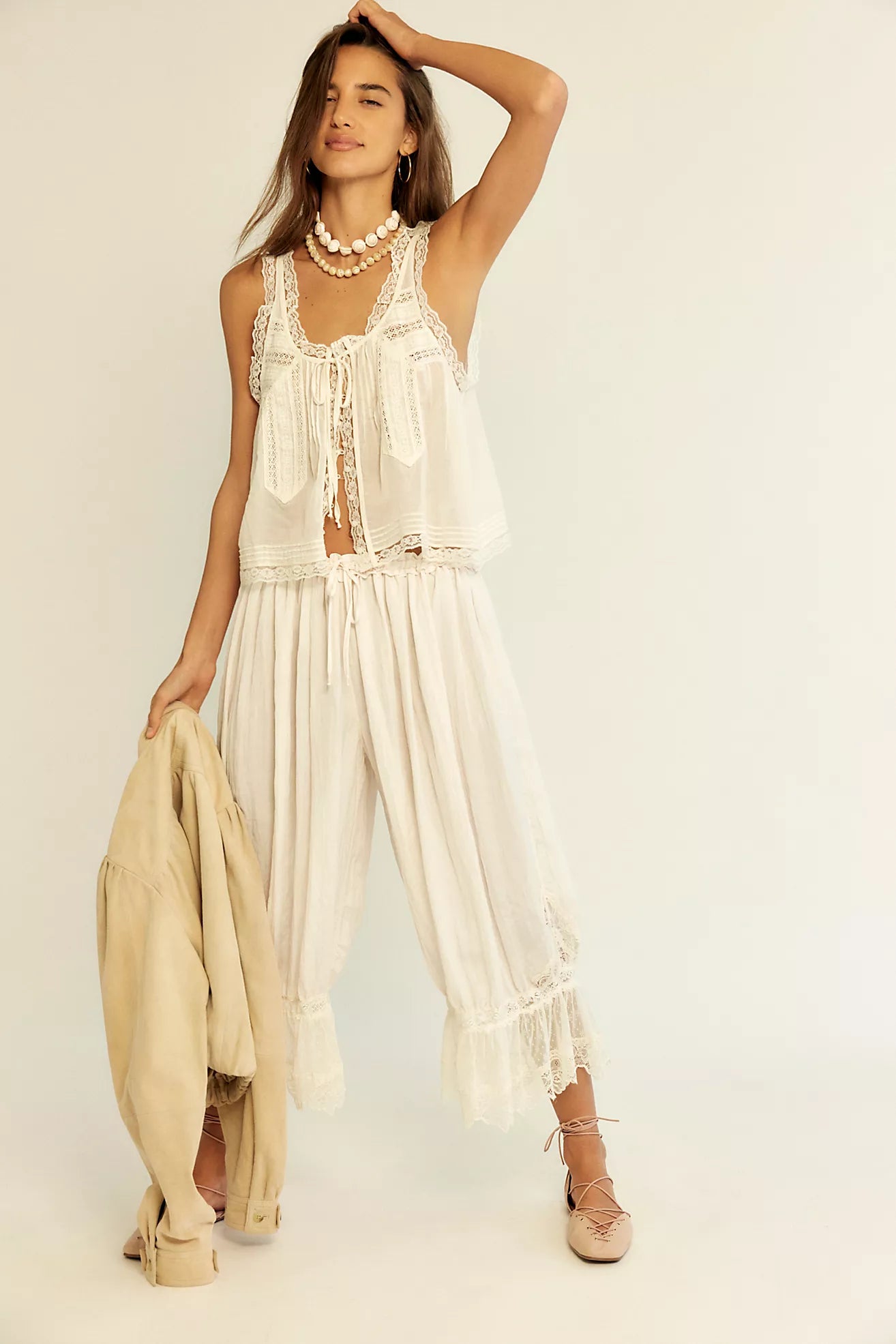 Free People Forever Young Bloomer Pants/White Ayslum