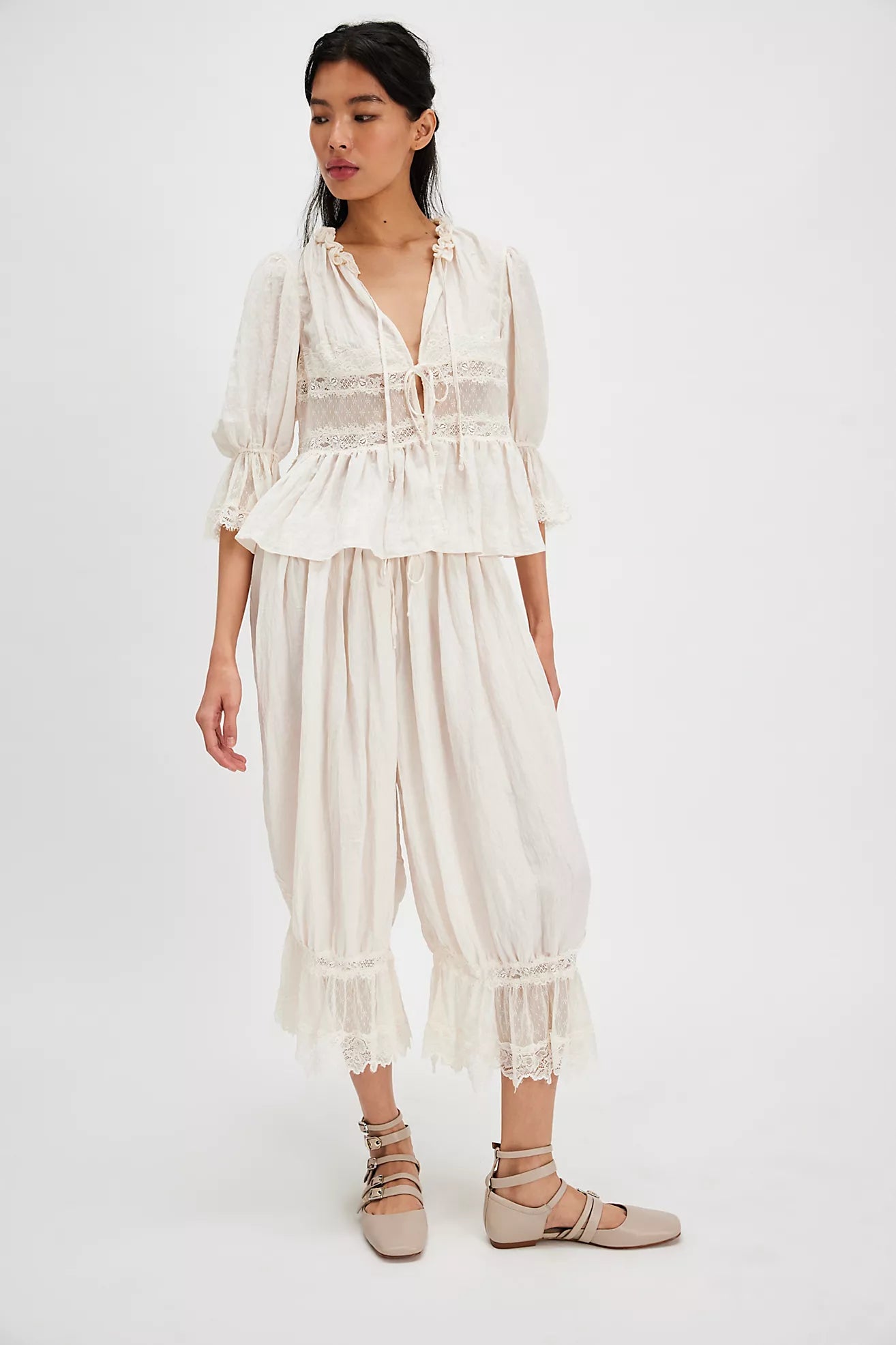 Free People Forever Young Bloomer Pants/White Ayslum