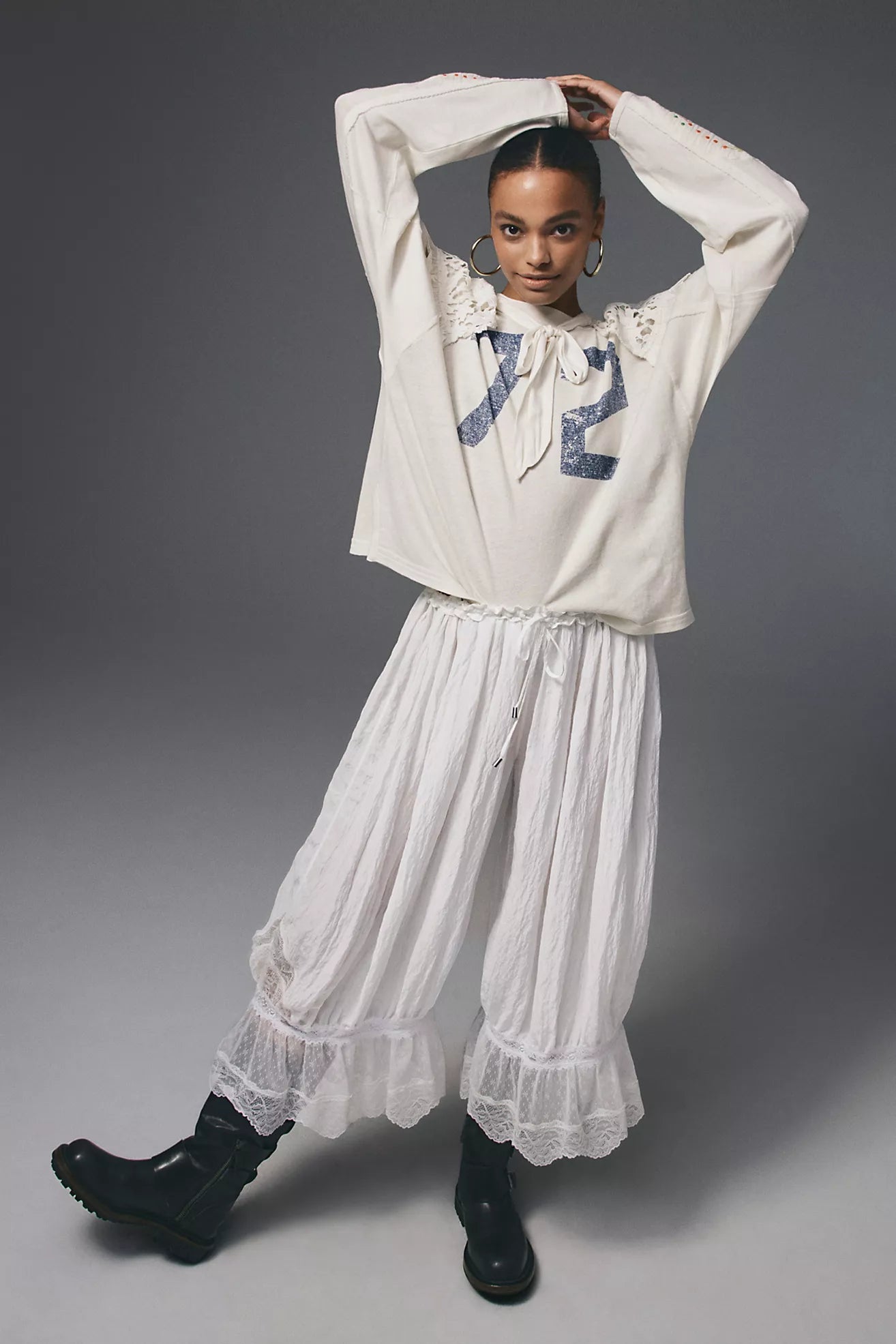 Free People Forever Young Bloomer Pants/White Ayslum