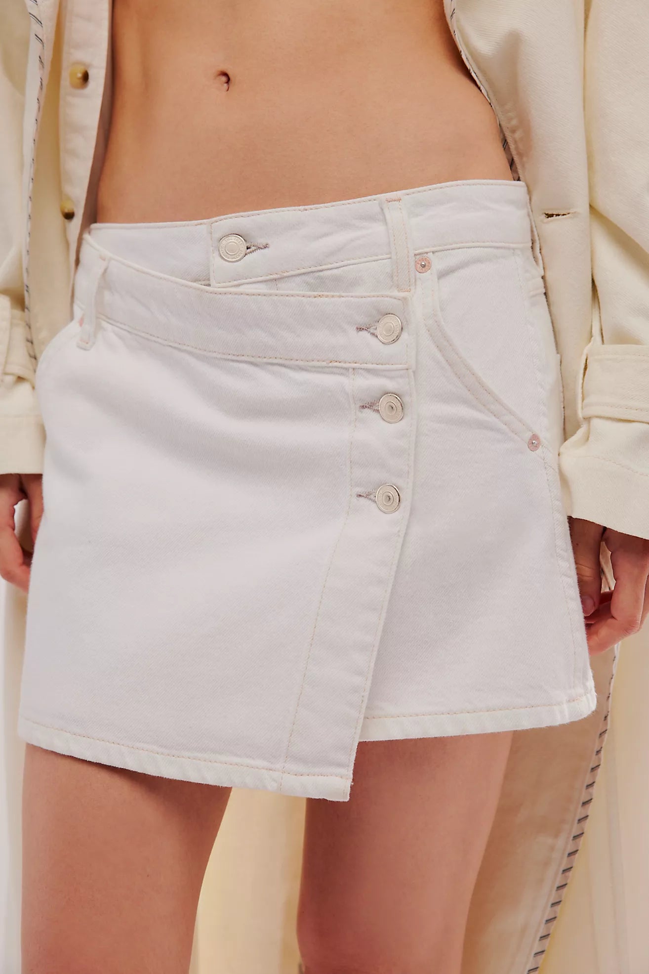 Free People We The Free Wynne Denim Skirt/Bright White