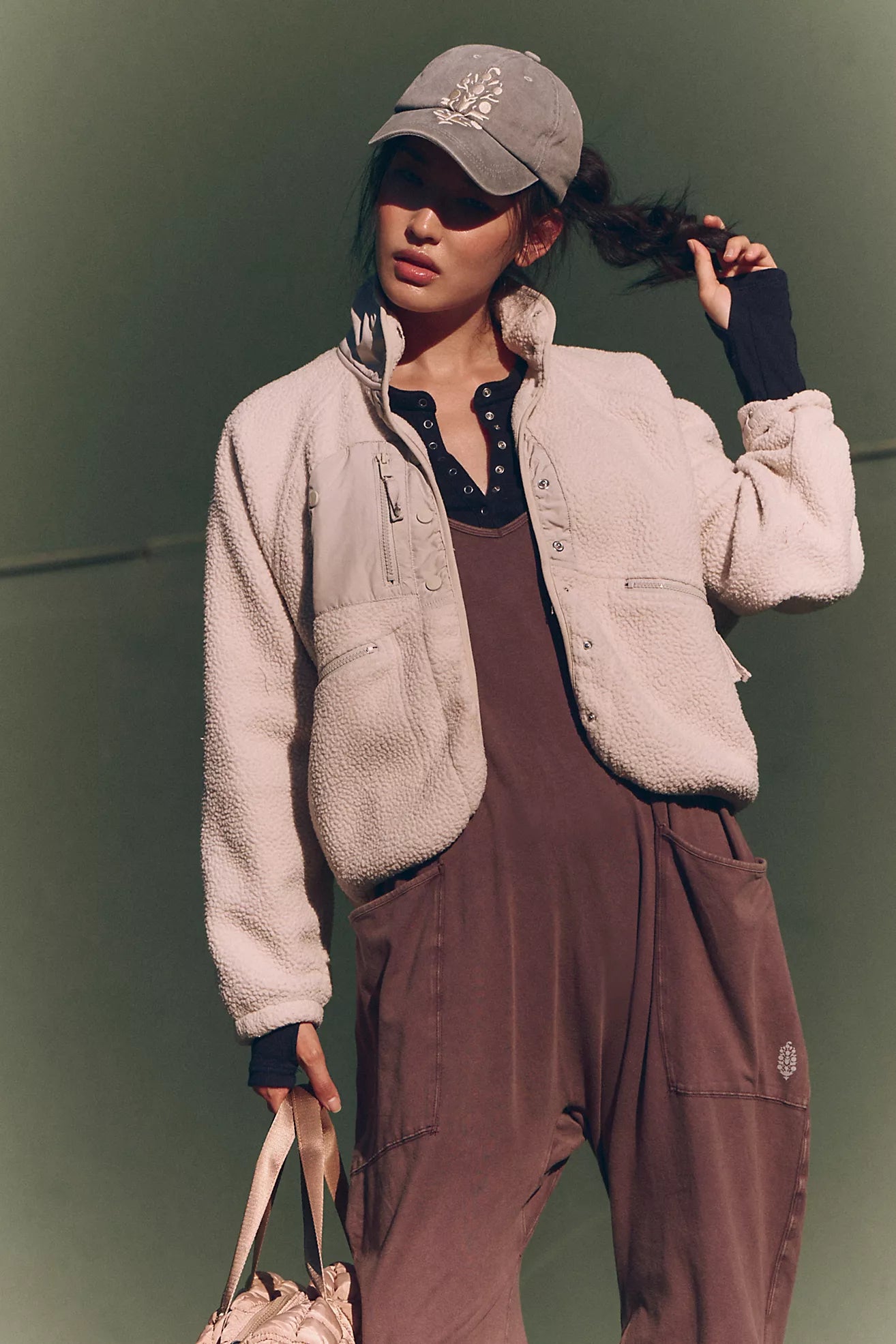 Free People Hit The Slopes Fleece Jacket/ Muted Beige