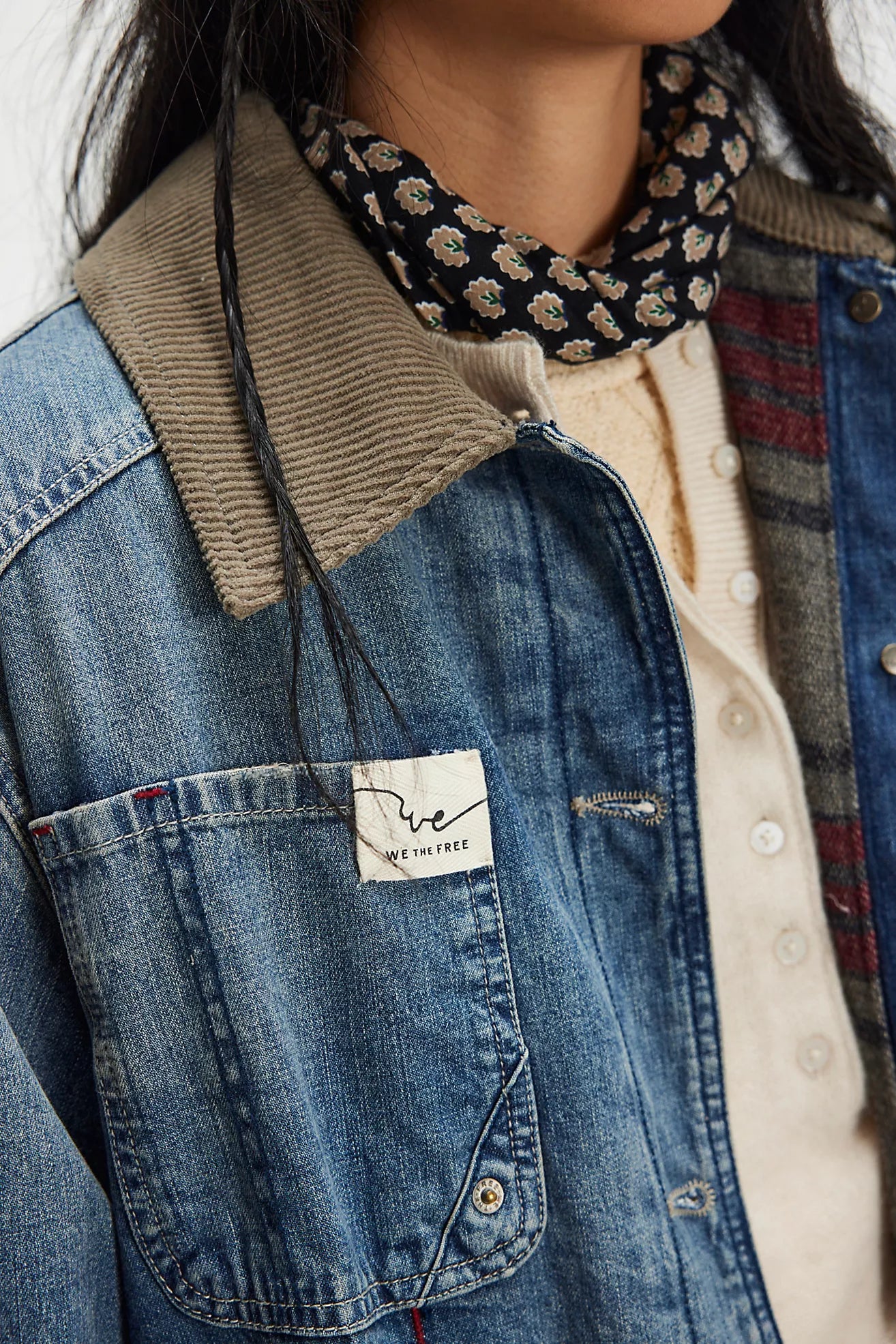 Free People We The Free Sweet Talk Denim Barn CoatCentury Wash