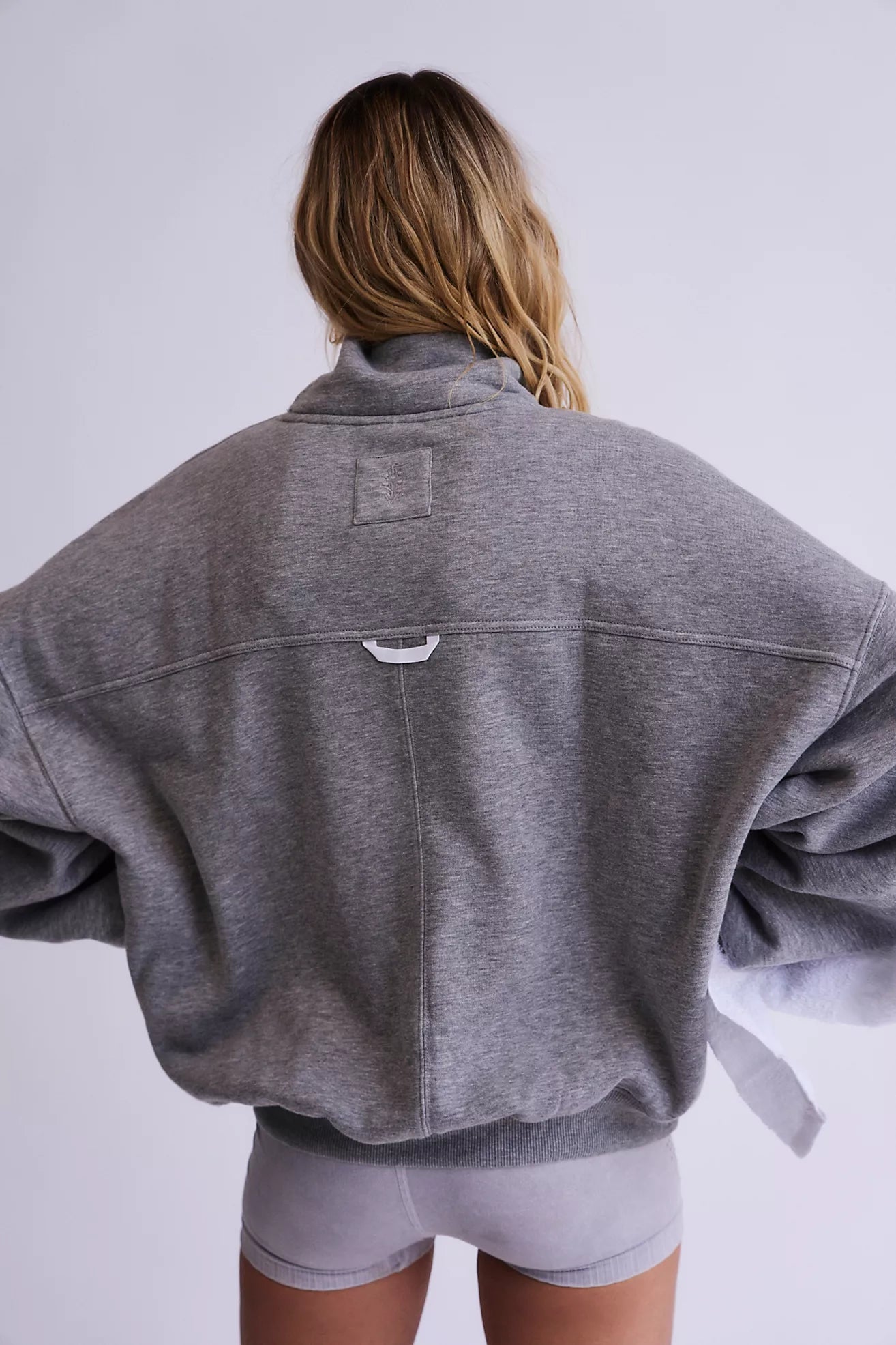 Free People On Your Mark Logo Mock Neck Pullover/Heather Grey Combo