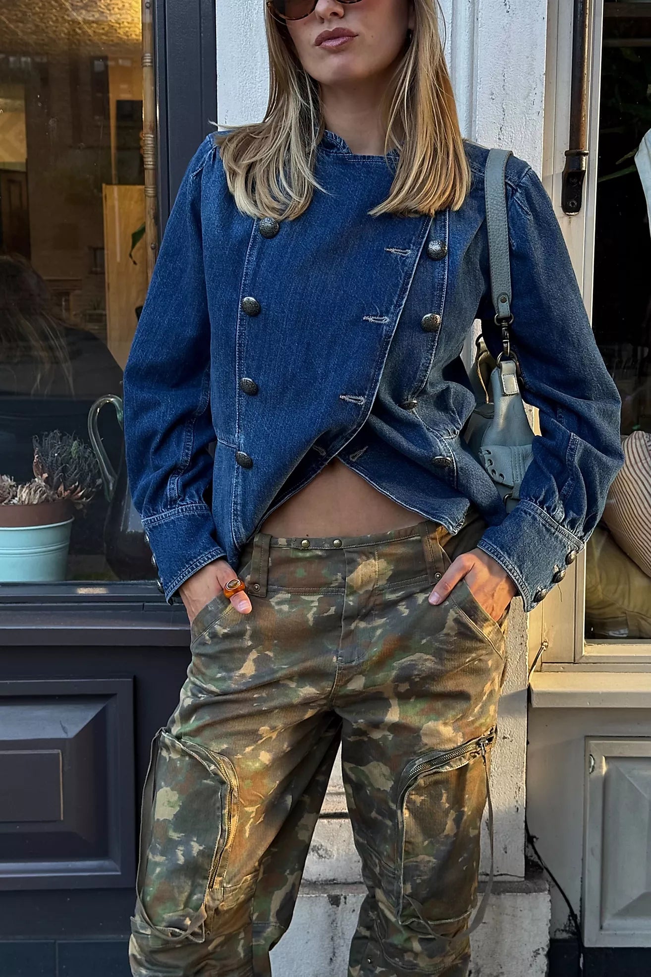Free People We The Free Imogene Denim Officer Jacket/Ensign Wash
