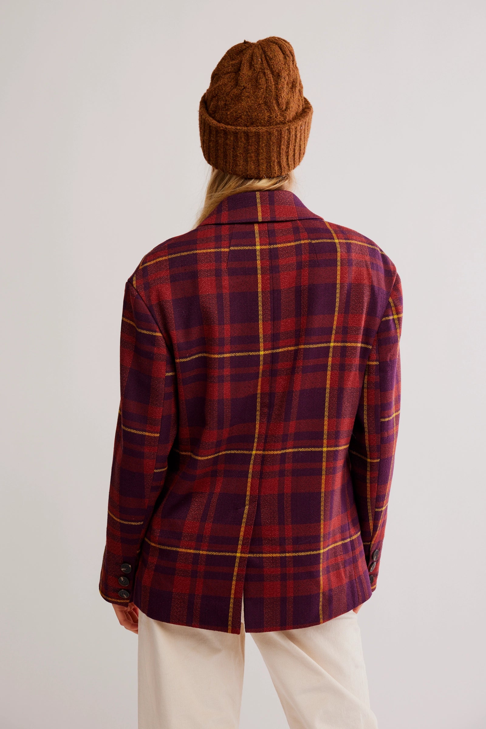 Free People Dean Double-Breasted Blazer/Plum Combo