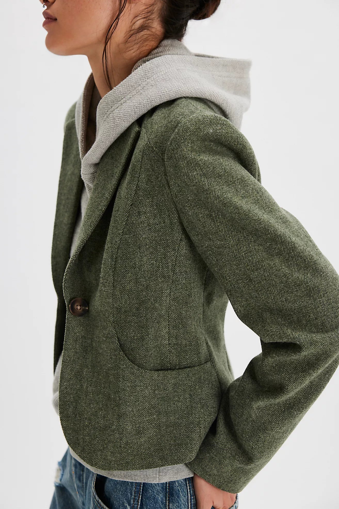 Free People Whip Smart Blazer/Forest Green