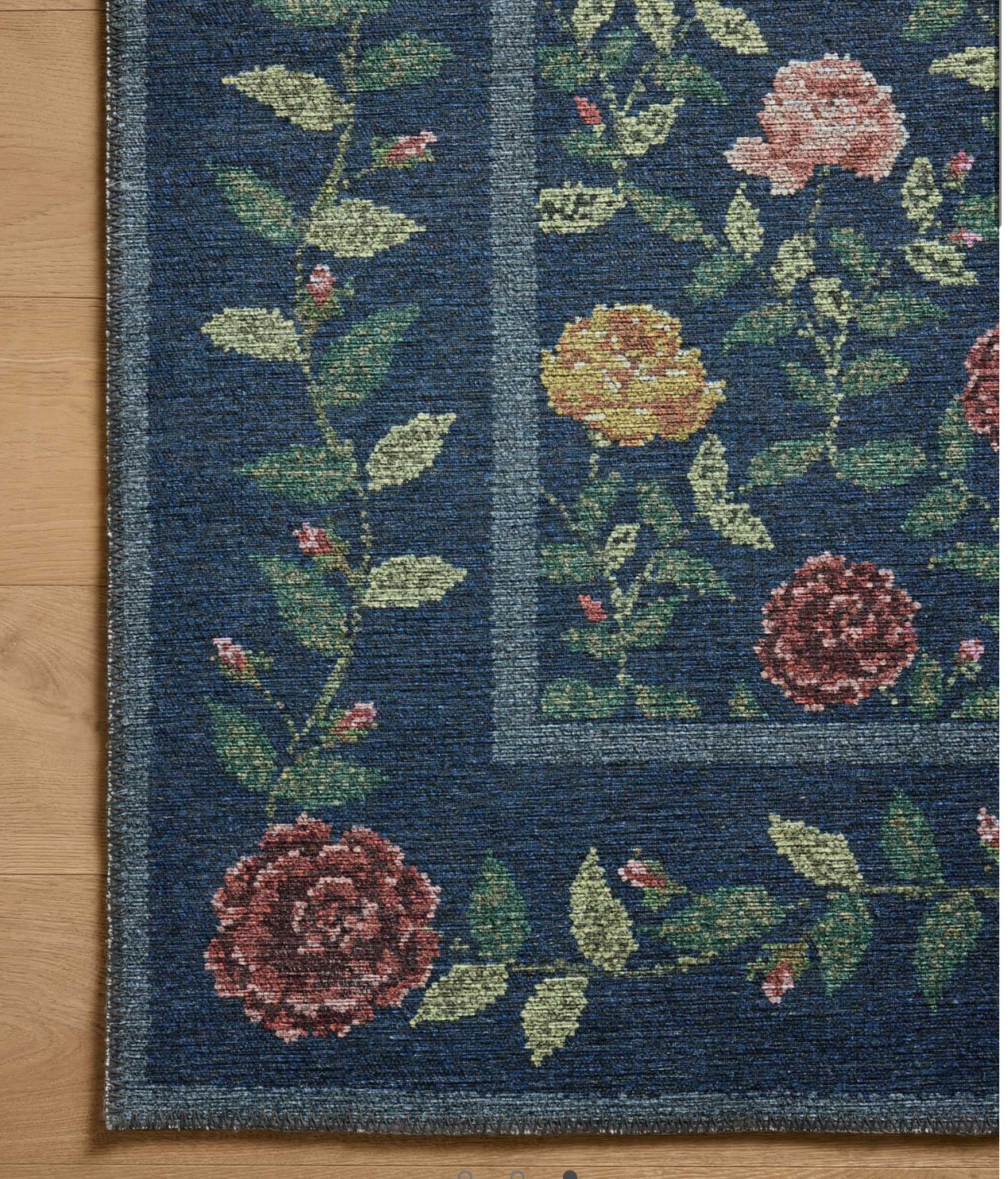 Rifle Paper x Loloi Wildwood Rose Trellis Printed Rug/Navy