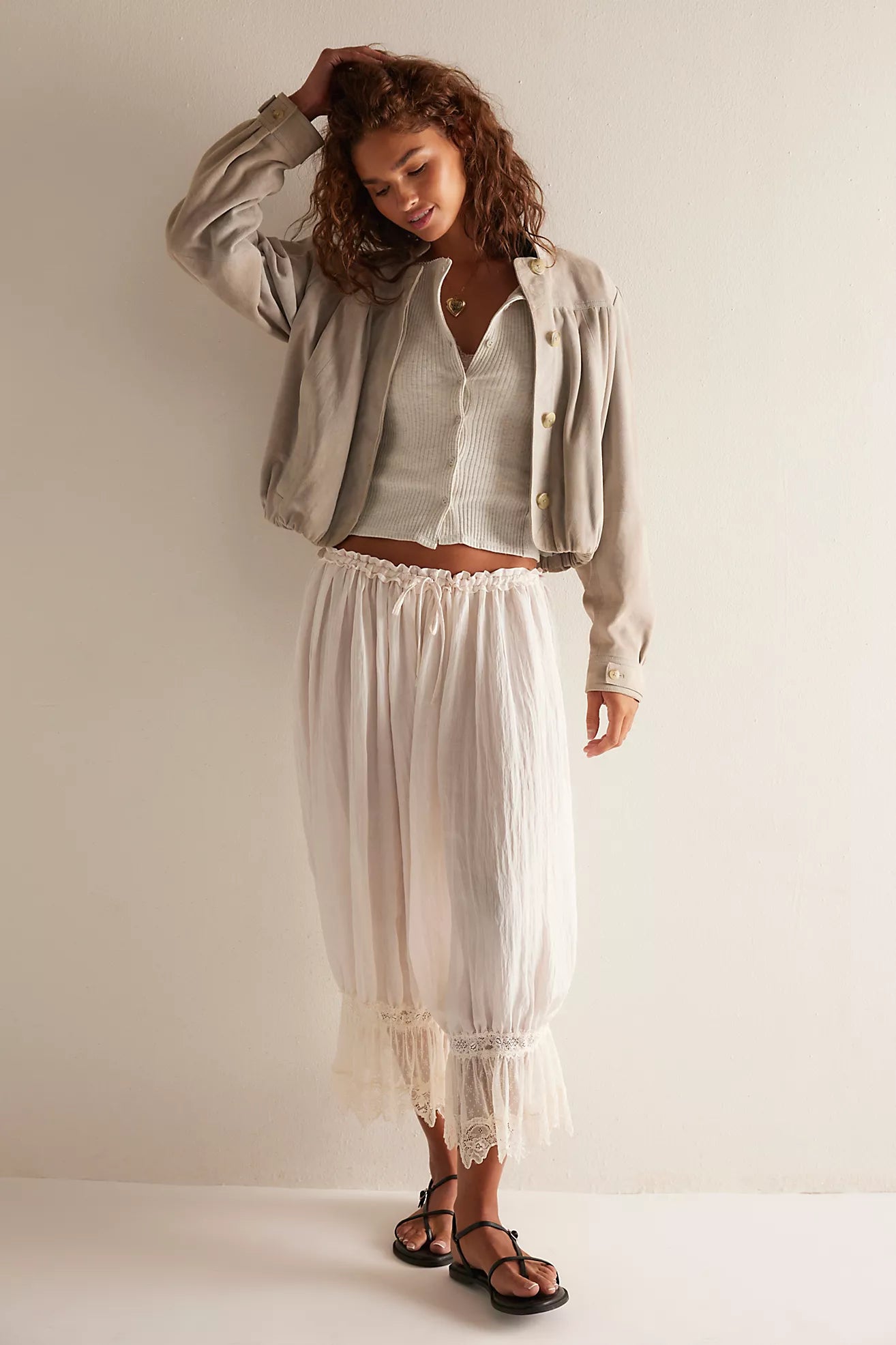 Free People Forever Young Bloomer Pants/White Ayslum