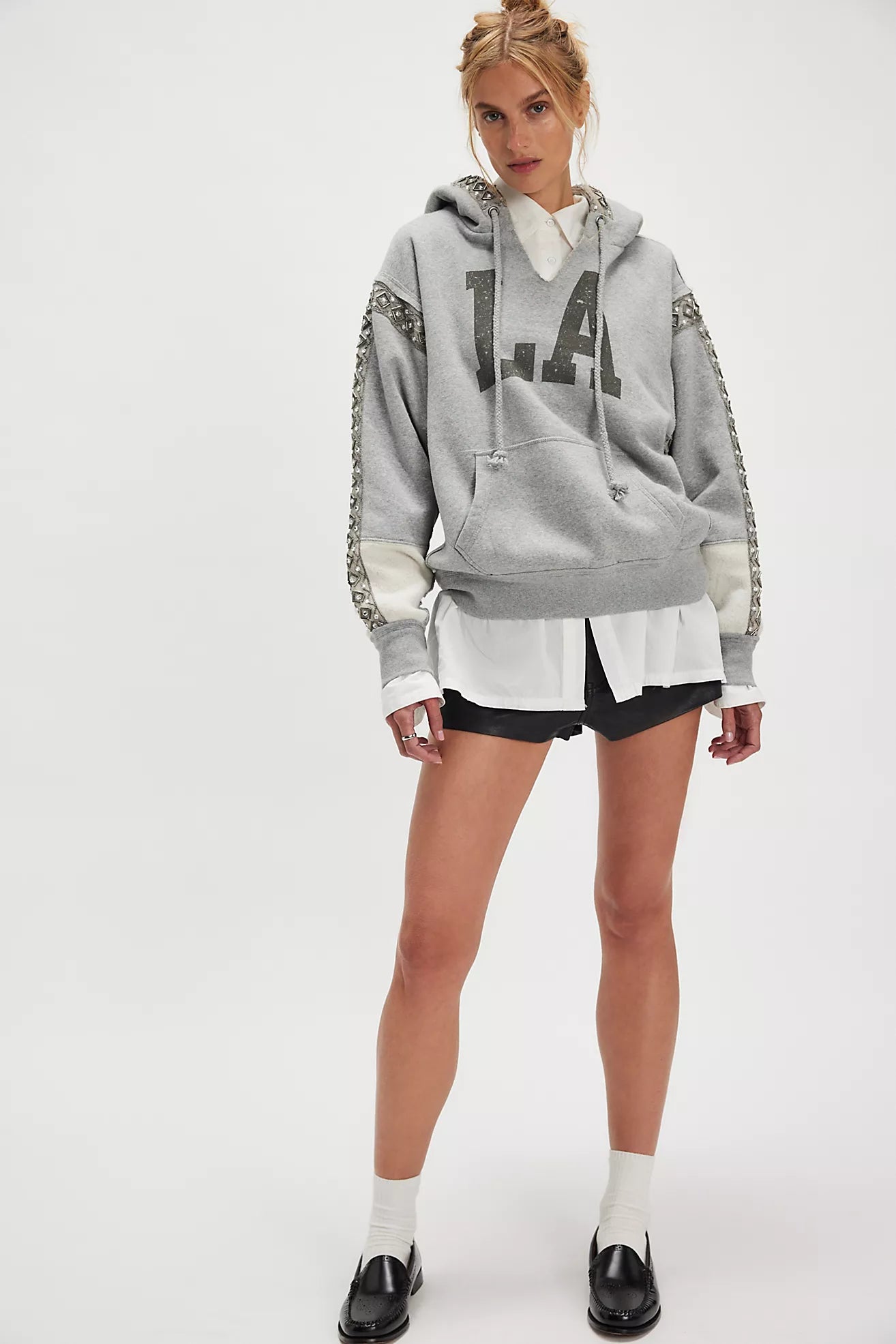 Free People We The Free Midnight Sparkle Hoodie/Heather Grey