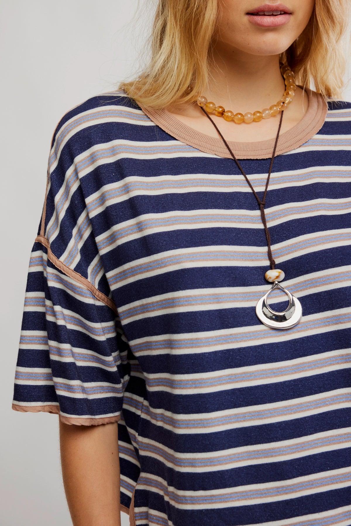 Free People We The Free Clean Rugby Tee/Navy Combo | Cside