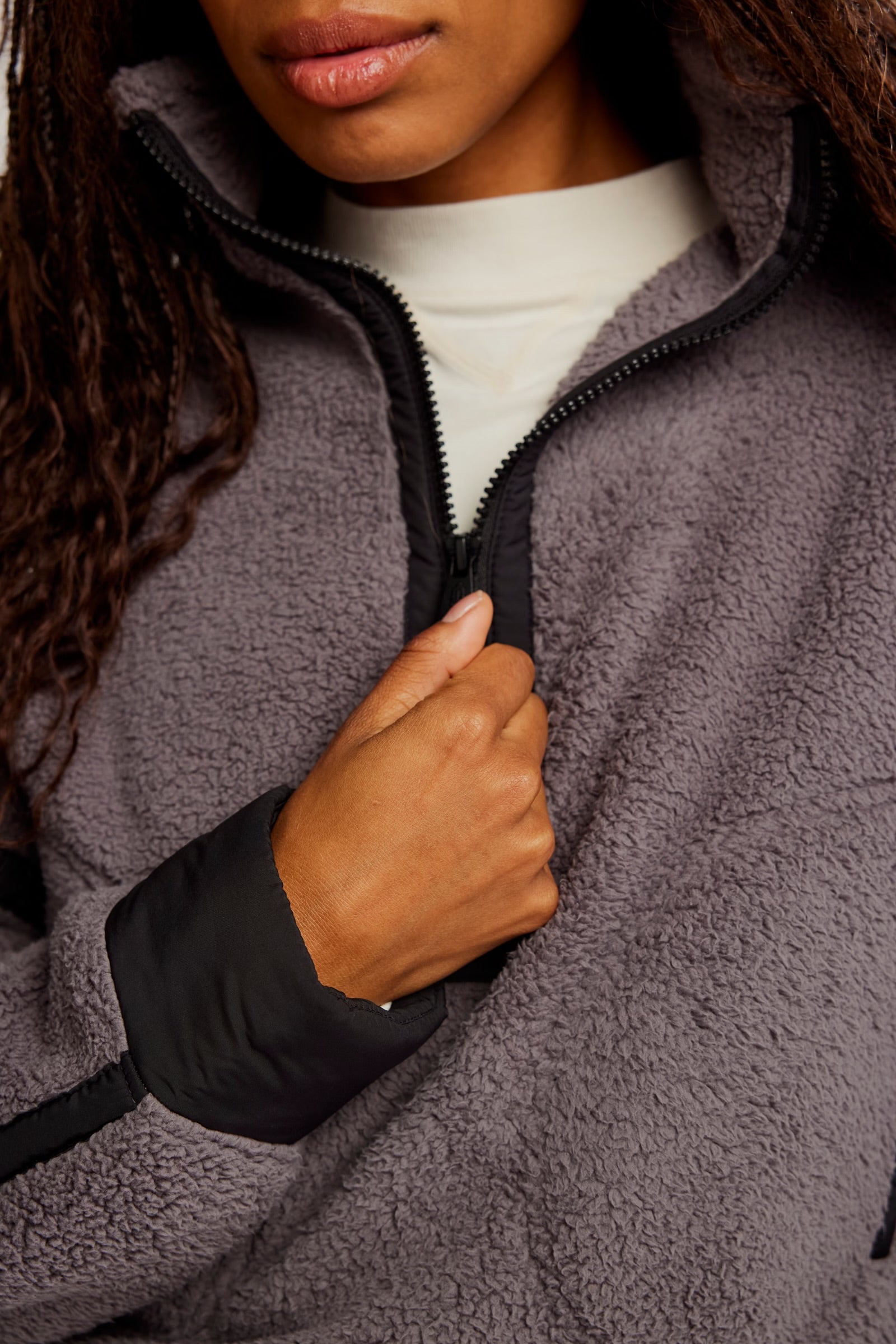 Free People Mountain High Half Zip Fleece/Gunmetal Combo
