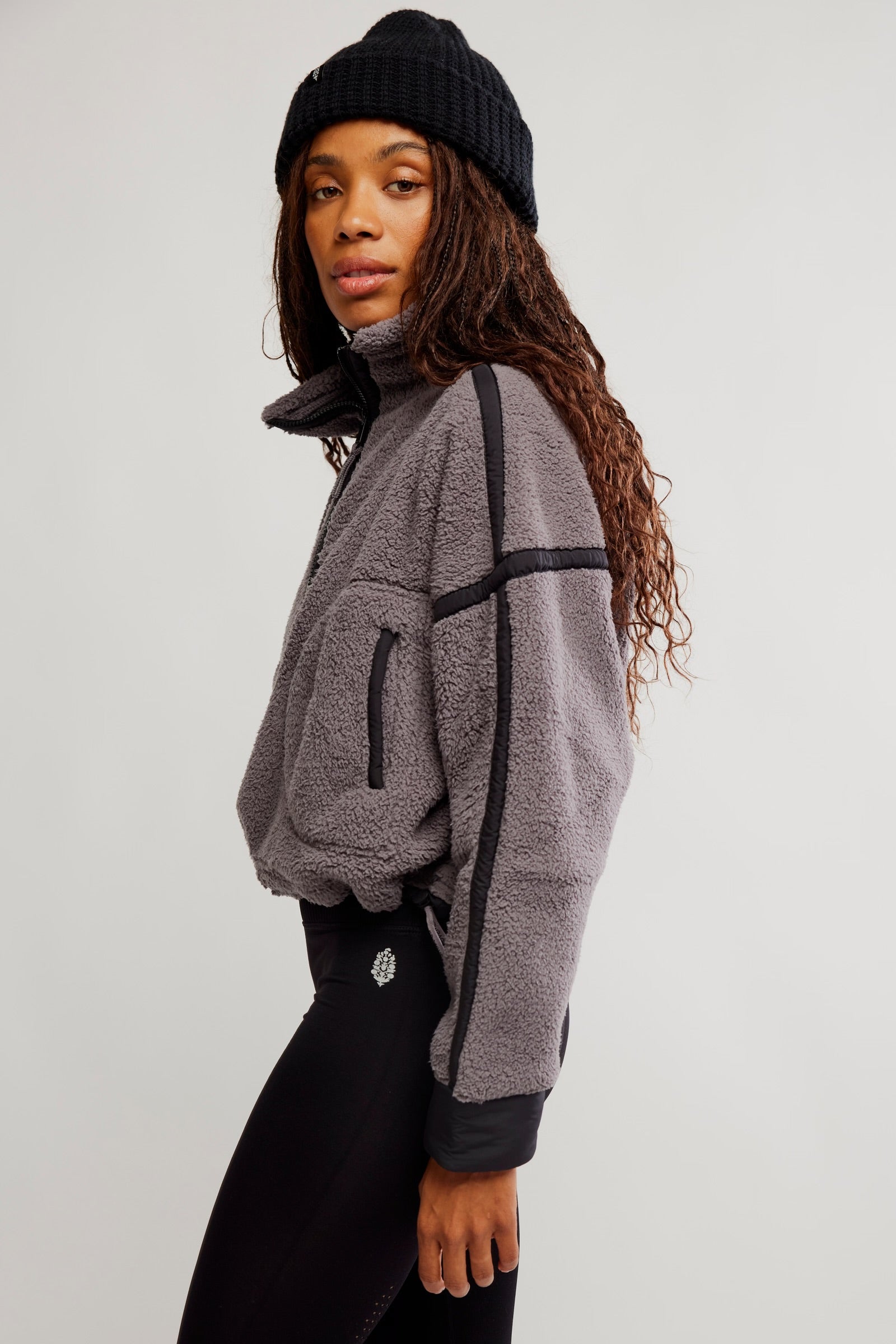 Free People Mountain High Half Zip Fleece/Gunmetal Combo