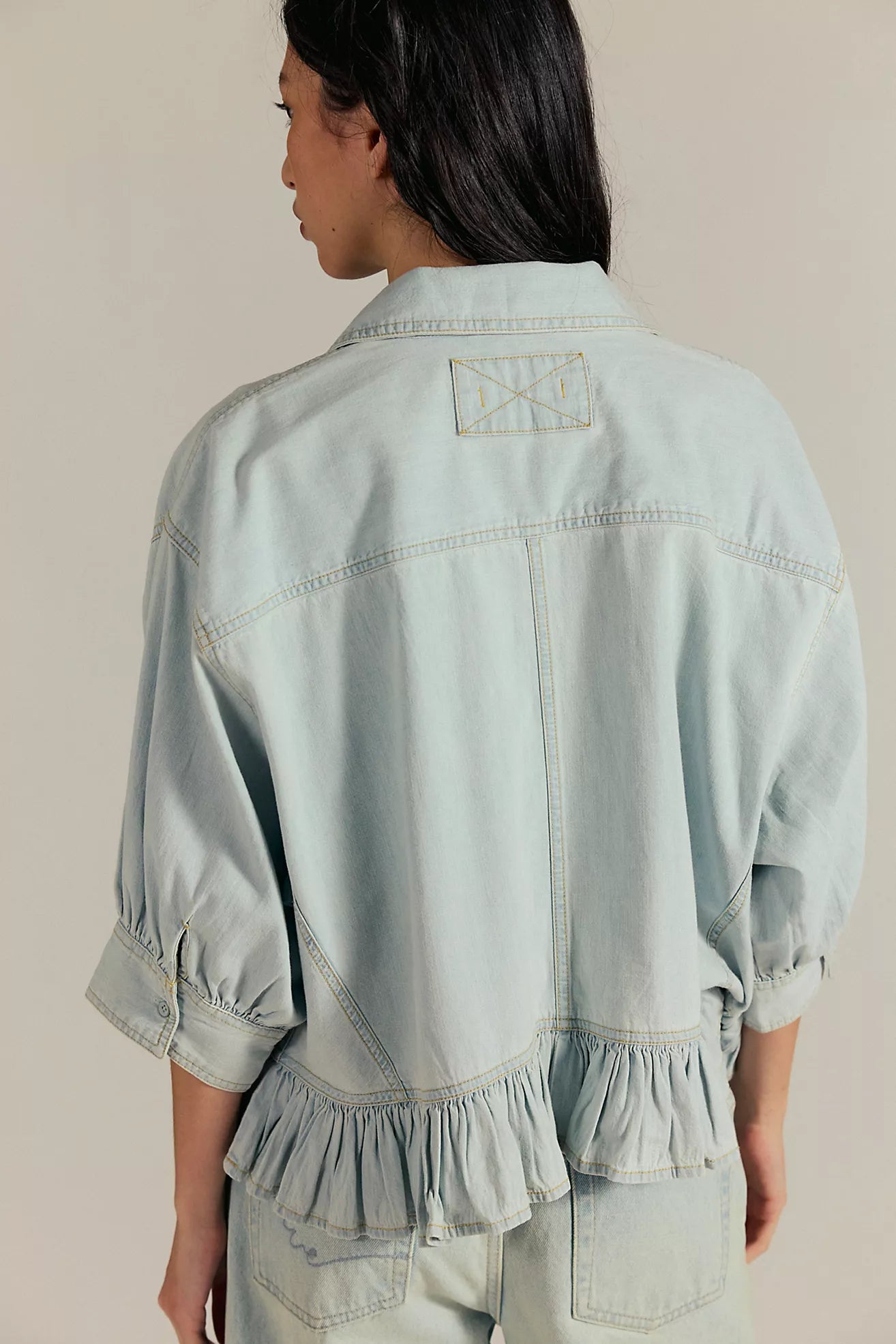 Free People Bailey Denim Shirt/ Light Tint Wash