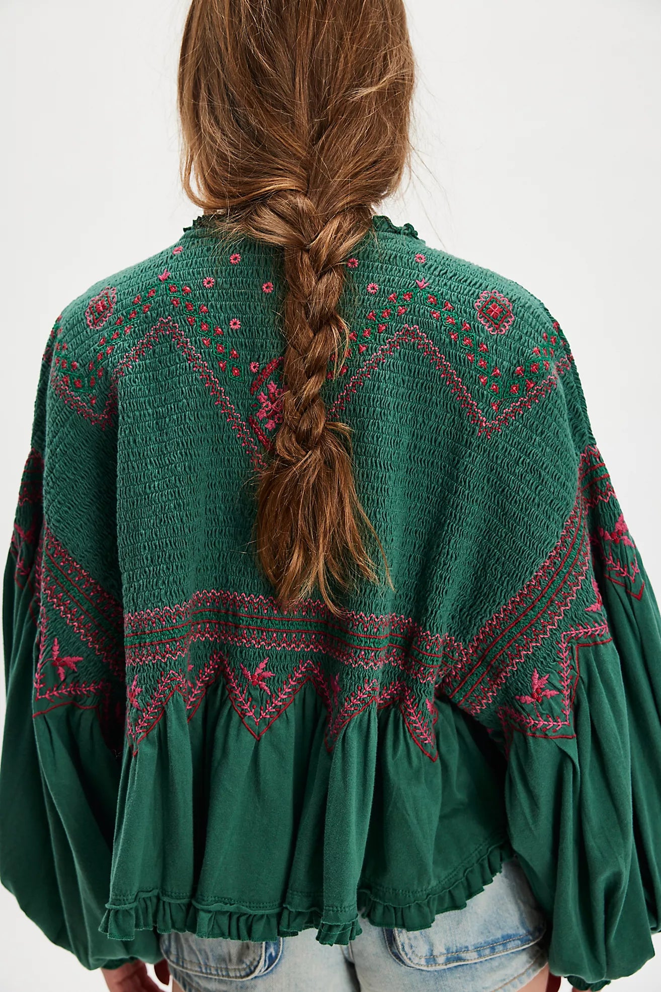 Free People Holly Long Sleeve Knit Top/Green Combo
