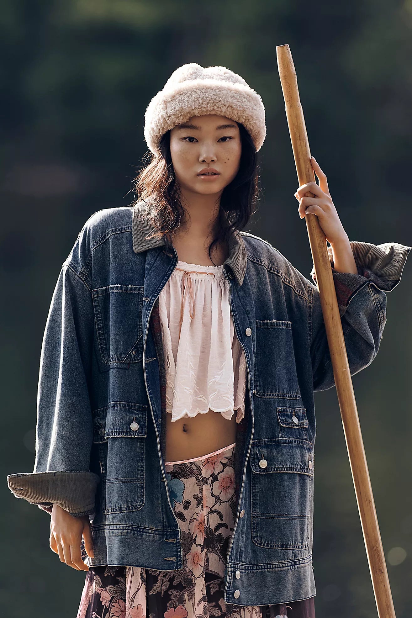 Free People We The Free Sweet Talk Denim Barn CoatCentury Wash