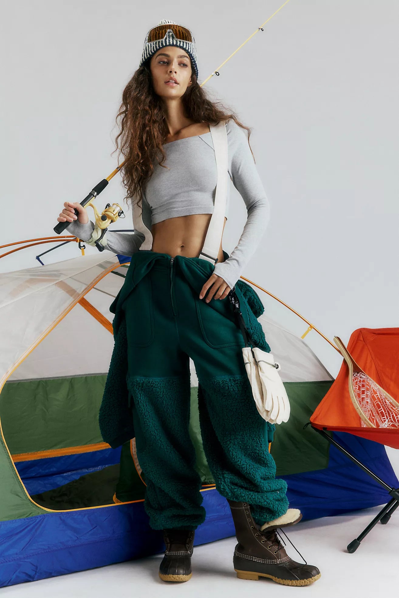 Free People Salopette Fleece Coverall/Evergreen