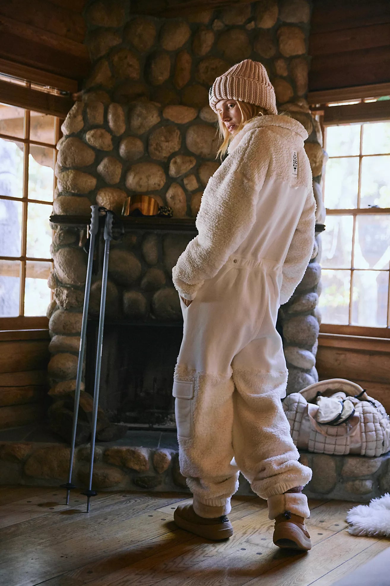 Free People Salopette Fleece Coverall/Ivory