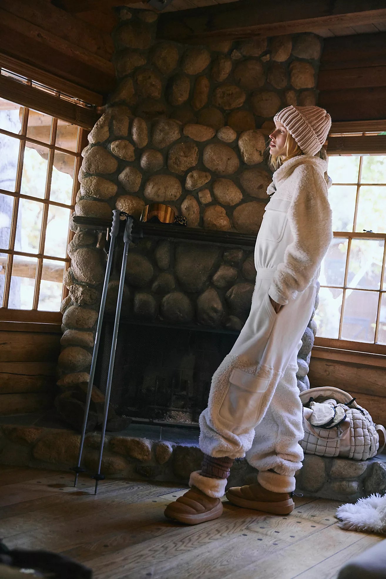 Free People Salopette Fleece Coverall/Ivory