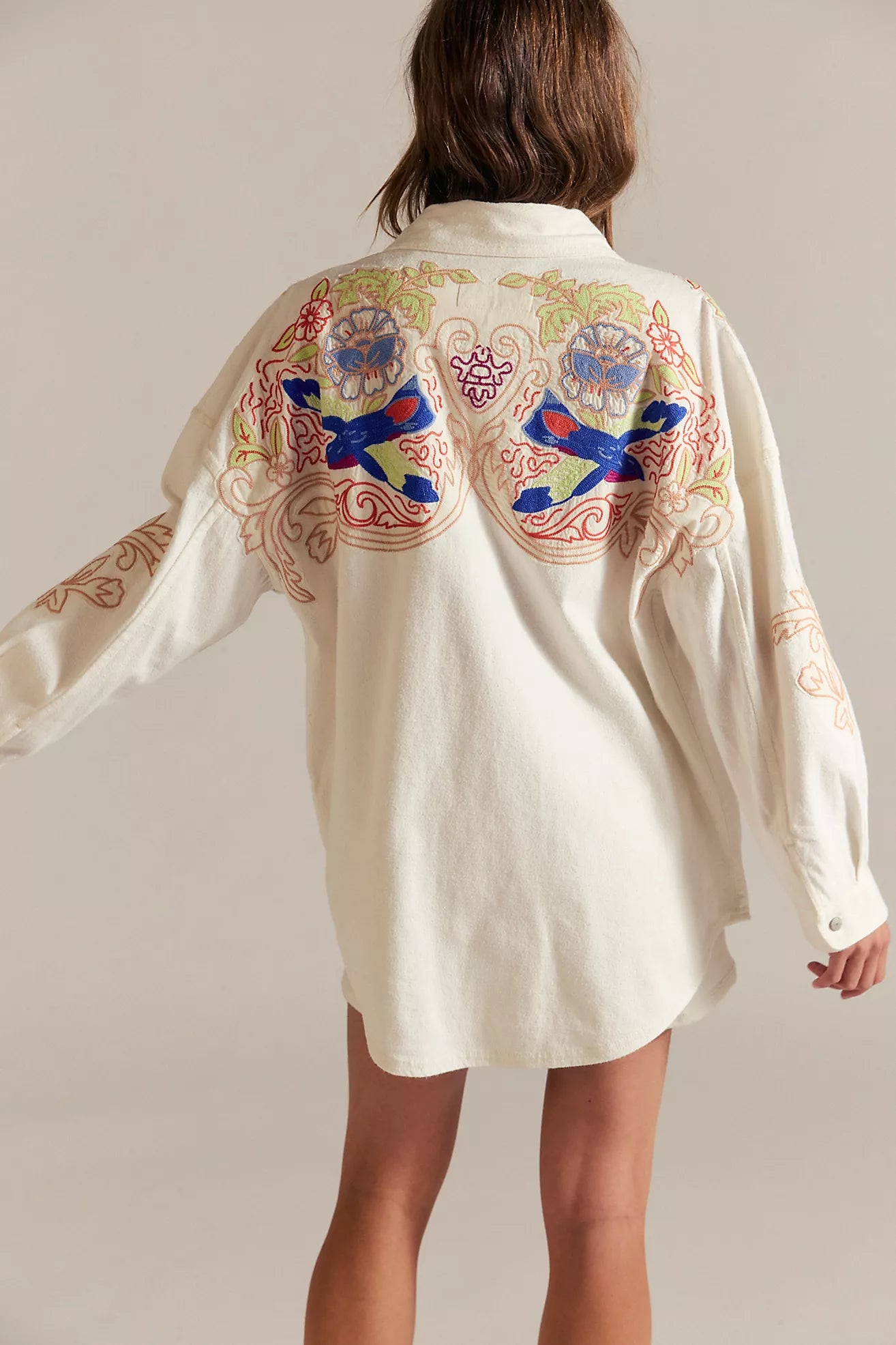 Free People We The Free Take Flight Embroidered Shirt/Snow Bell Combo