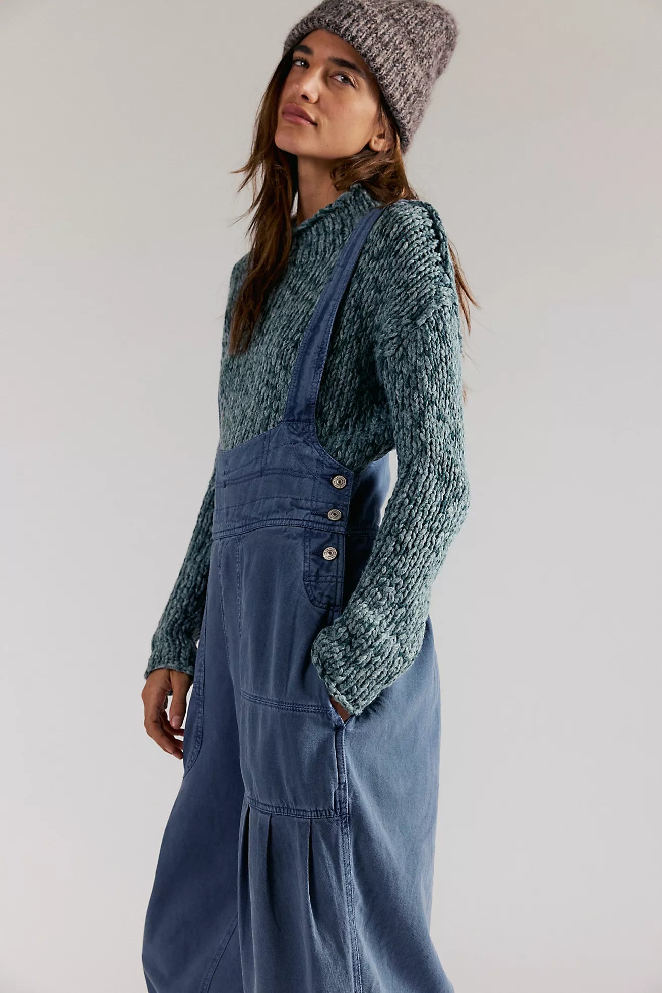 Free People Felix Tapered Overalls/Flint Stone