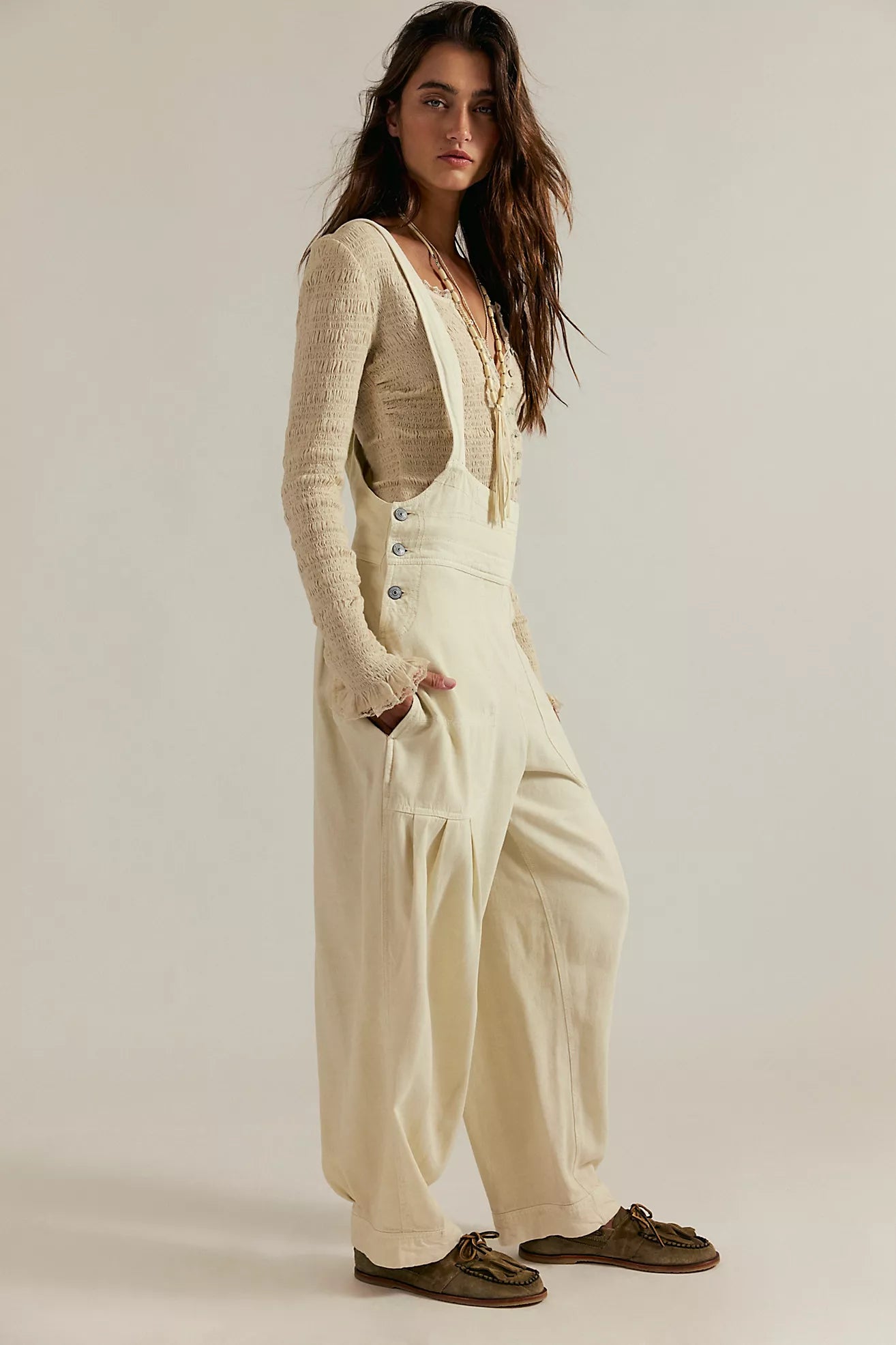 Free People Felix Tapered Overalls/Tofu