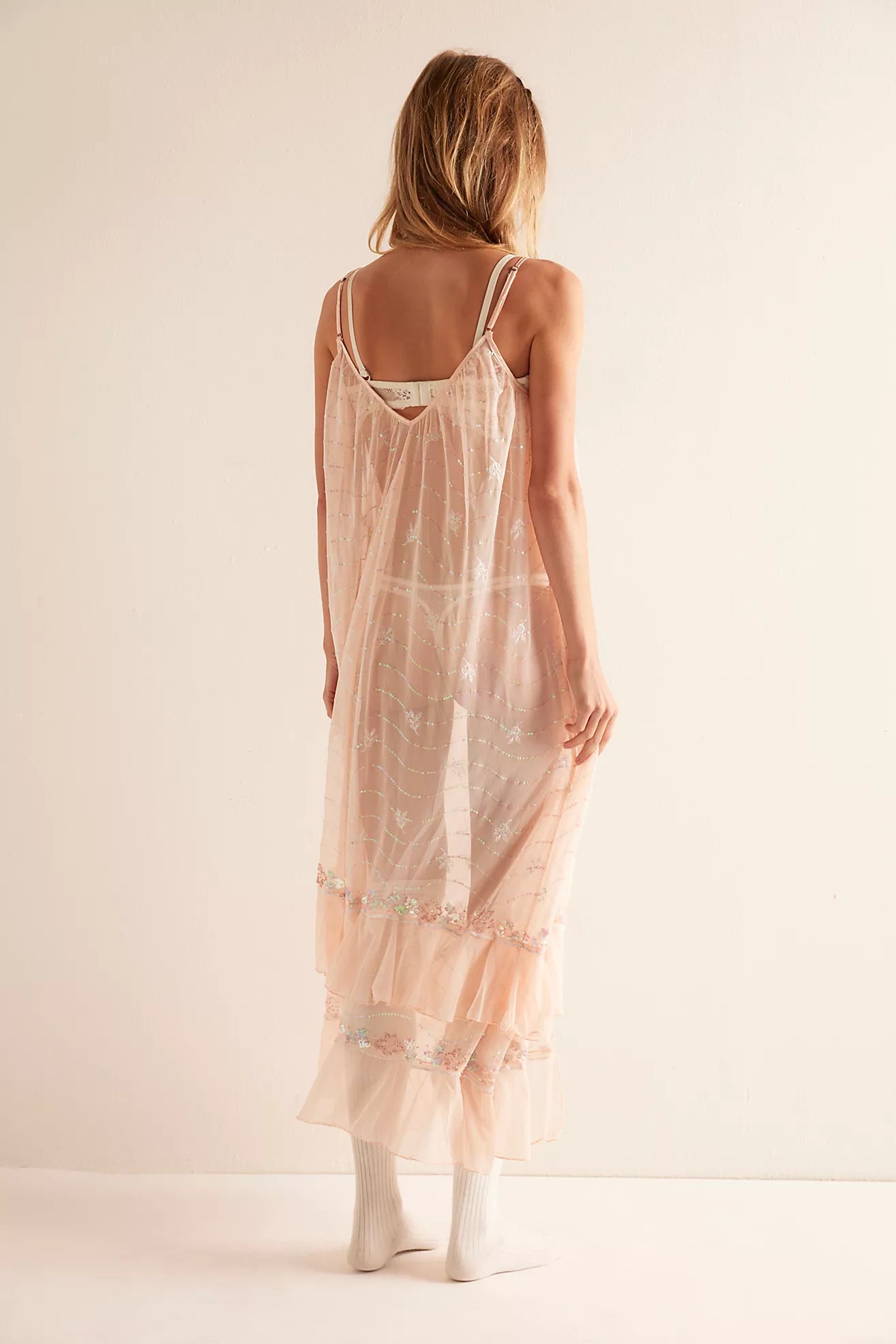 Free People Star Of The Show Midi Slip/Peach Dust