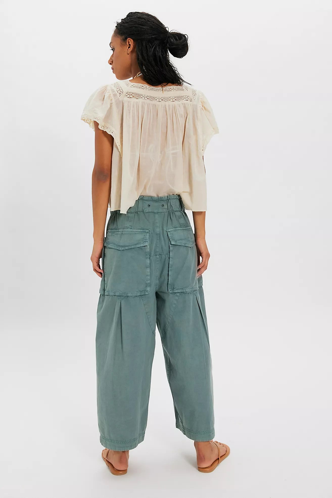 Free People Costa Straight Harem Pants/Stormy Sea