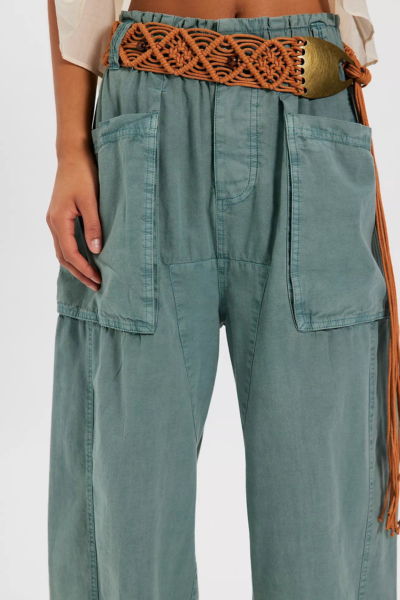 Free People Costa Straight Harem Pants/Stormy Sea