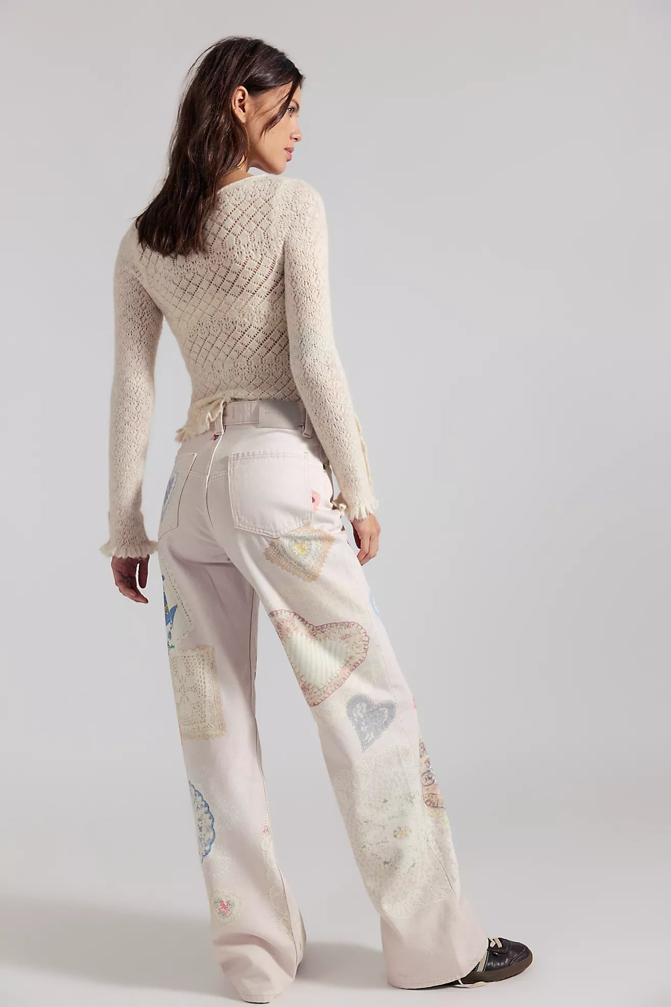 Free People We The Free Tinsley Printed Jeans /Illusions Heirloom Ivory
