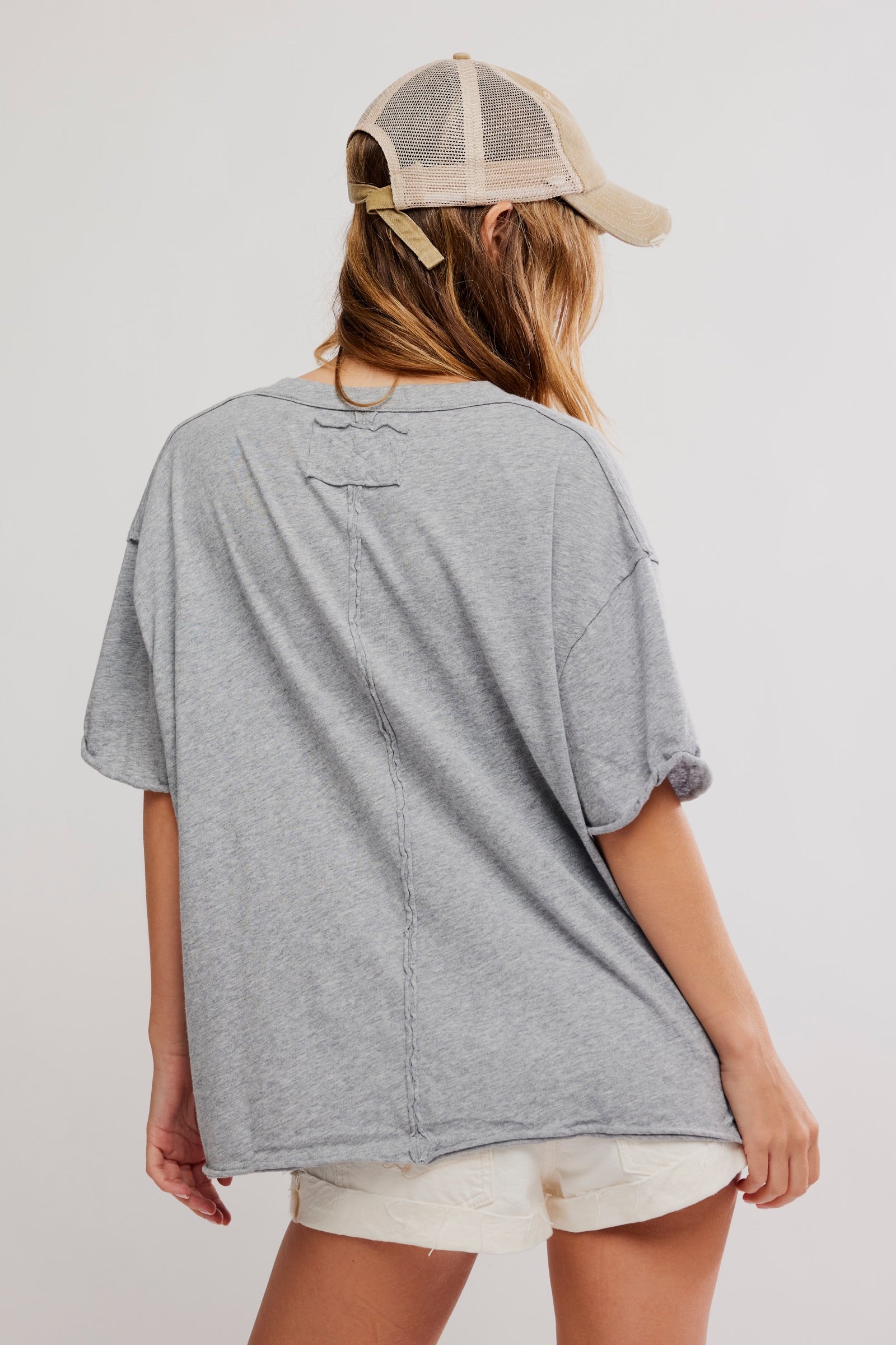 Free People We The Free Nina V-Neck Tee/Heather Grey